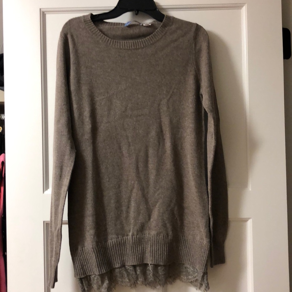 Awesome tan lace trimmed sweater